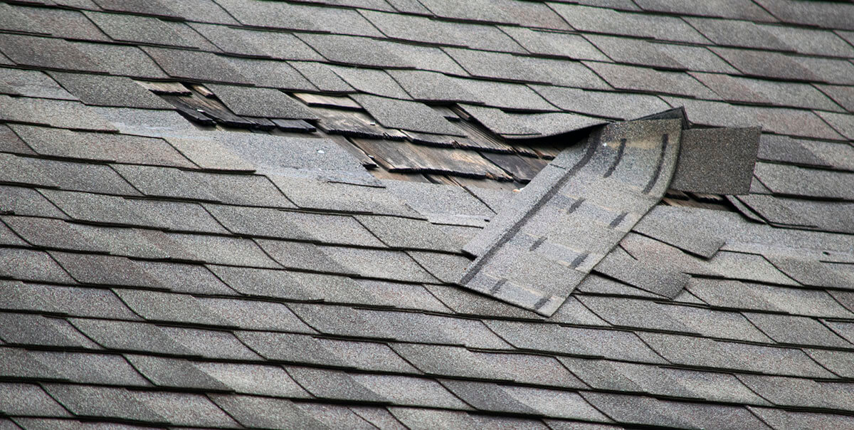 shingles damaged by a storm